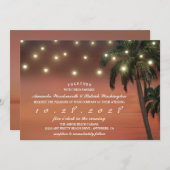 Palm Tree Sunset Beach Invitations de mariage (Devant / Derrière)