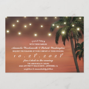 Palm Tree Sunset Beach Invitations de mariage