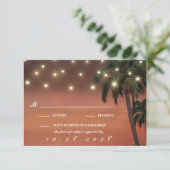 Palm Tree Sunset Beach Wedding Cartes RSVP (Debout devant)