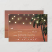 Palm Tree Sunset Beach Wedding Cartes RSVP (Devant / Derrière)