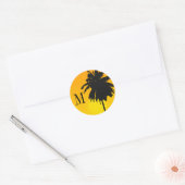 Palm Tree Sunset Bruiloft Stickers met Monogram (Envelop)