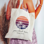 Palm Tree Sunset Custom City & State Tote Bag