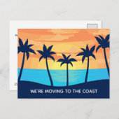 Palm Tree Sunset Verandering van Adres Strand Bewe Aankondigingskaart (Voorkant / Achterkant)