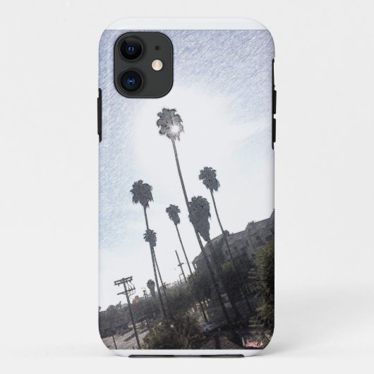 Palm Tree Sunshine Sketch iPhone Case (Achterkant)