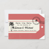 Palm Tree travel theme Bagagelabel Save the Date (Voorkant)
