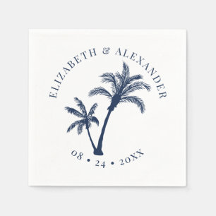 Palm Tree Tropical Beach Bruiloft Marine Blauw Servet