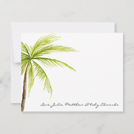 Palm Tree Tropical Beach Dank u feestvieren Bedankkaart (Achterkant)