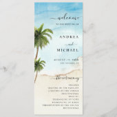 Palm Tree Tropical Beach Ocean Bestemming Bruiloft Programma (Voorkant)