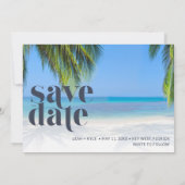 Palm Tree Tropical Beach Wedding Save The Date (Achterkant)