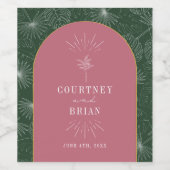 Palm Tree Tropical Beach Wedding Wijn Etiket (Enkel label)