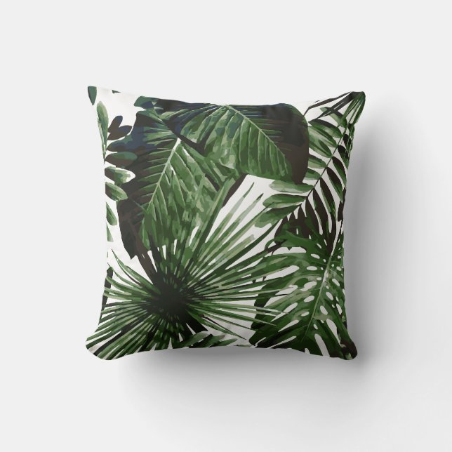 Palm Tree Tropical Coussin blanc et vert (Recto)