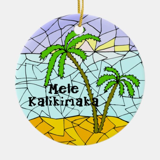 Palm Tree Tropical Hawaiian Kerstversier Keramisch Ornament (Voorkant)