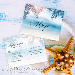 Palm Tree Tropical Island Beach Mariage Carte RSVP