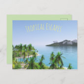 Palm Tree Tropical Island Briefkaart (Voorkant / Achterkant)