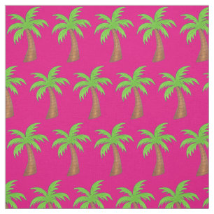 Palm Tree Tropical Island Hot roze Green Beach Fun Stof