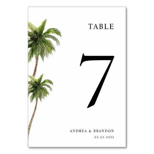 Palm Tree Tropical Minimal Mariage Numéro de table (Par défaut)