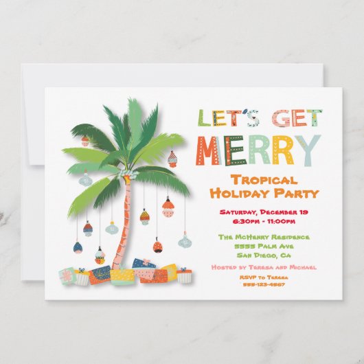Palm Tree Tropical Retro Fête Invitation (Devant)