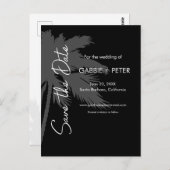 Palm Tree Typografie Zwart Wit Save the Date Briefkaart (Voorkant / Achterkant)
