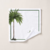 Palm Tree Vintage Tropical Élégant Monogramme (Gant de toilette)
