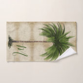 Palm Tree Vintage Tropical Élégant Monogramme (Serviette à main)
