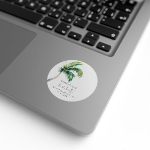 Palm Tree Waterverf Gepersonaliseerde vrijgezellen Ronde Sticker
