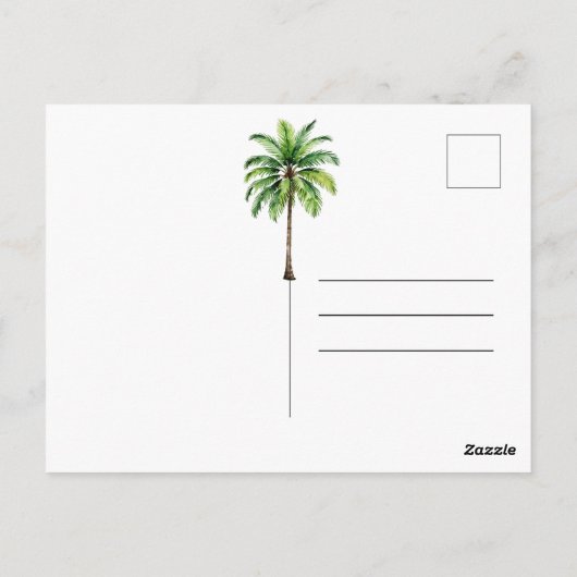 Palm Tree Waterverf Tropical dank u Briefkaart (Achterkant)