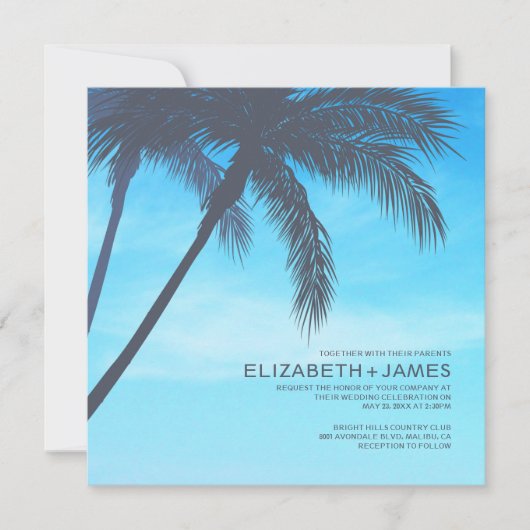 Palm Tree Wedding Invitations Kaart (Voorkant)