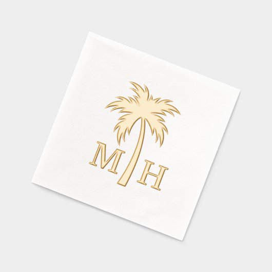 Palm Tree Wedding Monogram Folie Servetten (Links)