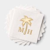Palm Tree Wedding Monogram Folie Servetten (Insitu (Gestapeld))
