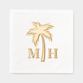 Palm Tree Wedding Monogram Folie Servetten (Voorkant)