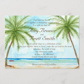 Palm Tree Wedding-uitnodiging Kaart