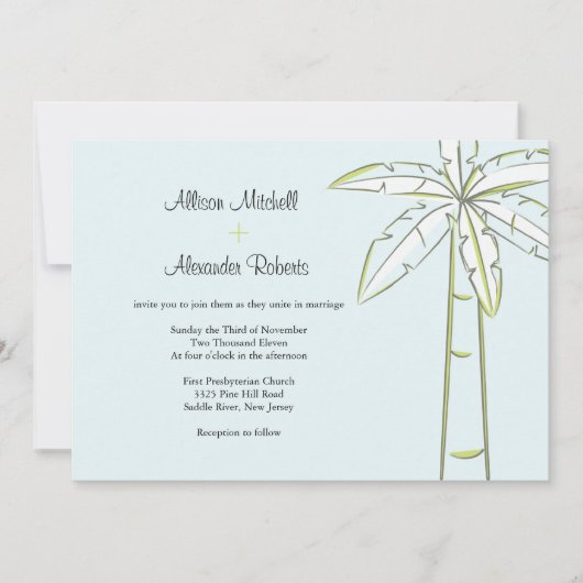 Palm Tree Wedding-uitnodiging Kaart (Voorkant)