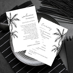 Palm Tree Wedding Welkomstbrief reisschema Kaart