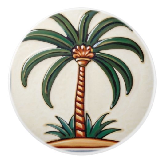 Palm Tree woestijn eiland tropisch strand huis dec Keramische Knop (Voorkant)
