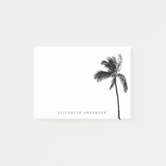 Palm Tree Zwart & Wit Gepersonaliseerde minimalist Post-it® Notes (Voorkant)