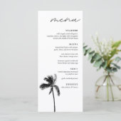 Palm Tree Zwart & Wit Modern bruiloft diner Menu (Staand voorkant)