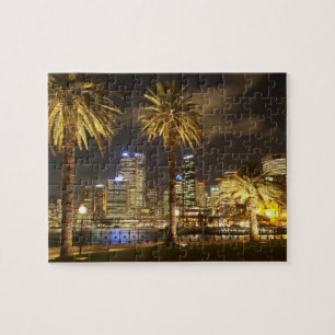 Palm Trees and CBD at Night, Sydney, New South Legpuzzel