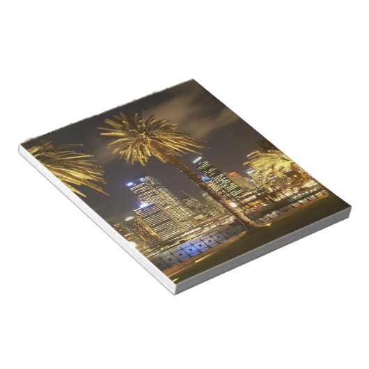 Palm Trees and CBD at Night, Sydney, New South Notitieblok (Schuin)