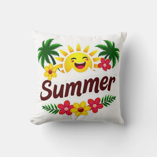 Palm Trees and Sunshine Cushion Kussen (Voorkant)