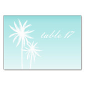 Palm Trees Aqua Mariage Carte Numéro de table (Dos)