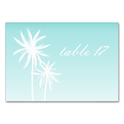 Palm Trees Aqua Mariage Carte Numéro de table (Dos)
