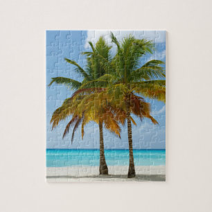 Palm Trees Beach Blue Zee Sky Sunny Day Legpuzzel