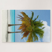 Palm Trees Beach Blue Zee Sky Sunny Day Legpuzzel (Horizontaal)