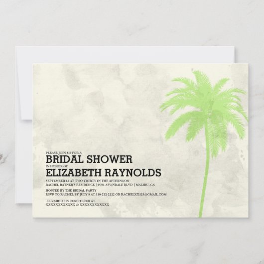Palm Trees Beach Bridal Showvous Invitations (Devant)