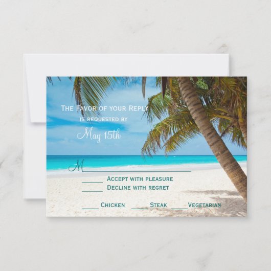 Palm Trees Beach Destination Wedding Cartes RSVP (Devant)