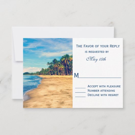Palm Trees Beach Destination Wedding Cartes RSVP (Devant)