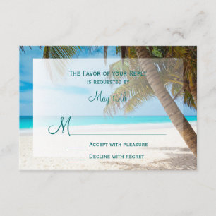 Palm Trees Beach Destination Wedding Cartes RSVP