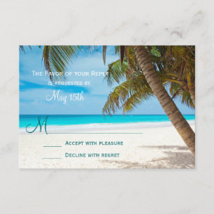 Palm Trees Beach Destination Wedding Cartes RSVP