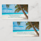 Palm Trees Beach Destination Wedding RSVP-kaarten Informatiekaartje (Voorkant / Achterkant)
