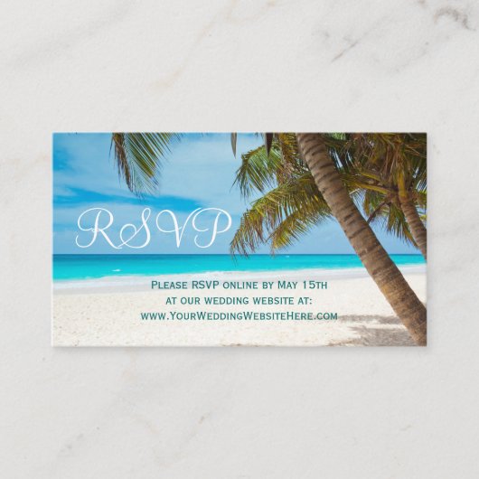 Palm Trees Beach Destination Wedding RSVP-kaarten Informatiekaartje (Voorkant)